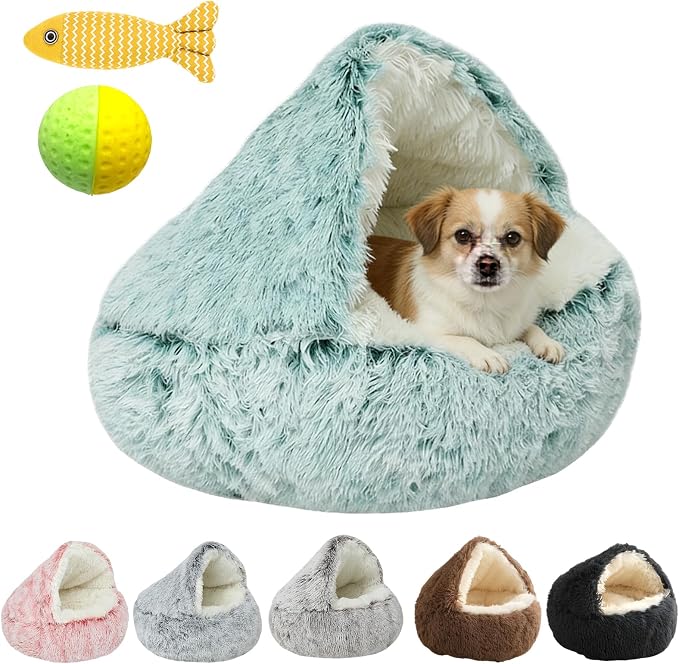 Cozy Cocoon Dog Bed, 2026 New Cozy Cocoon Pet Bed for Dogs, 3D Spacious Design, Resistant to Collapse, Strong Support, Warm & Non-Slip, Soft & Washable, Enclosed Cat Cave Bed (Green, Large)