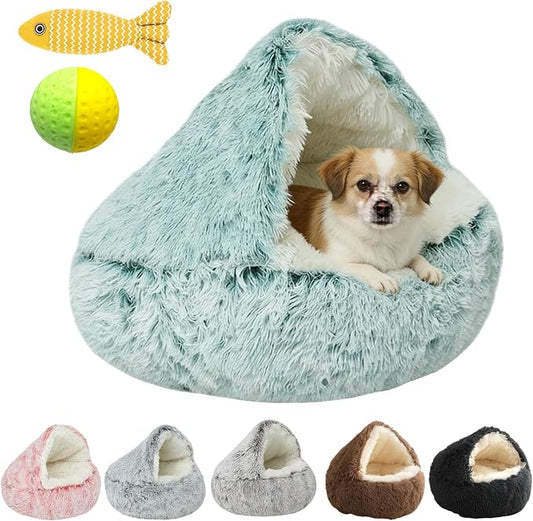 Cozy Cocoon Dog Bed, 2026 New Cozy Cocoon Pet Bed for Dogs, 3D Spacious Design, Resistant to Collapse, Strong Support, Warm & Non-Slip, Soft & Washable, Enclosed Cat Cave Bed (Green, Large)