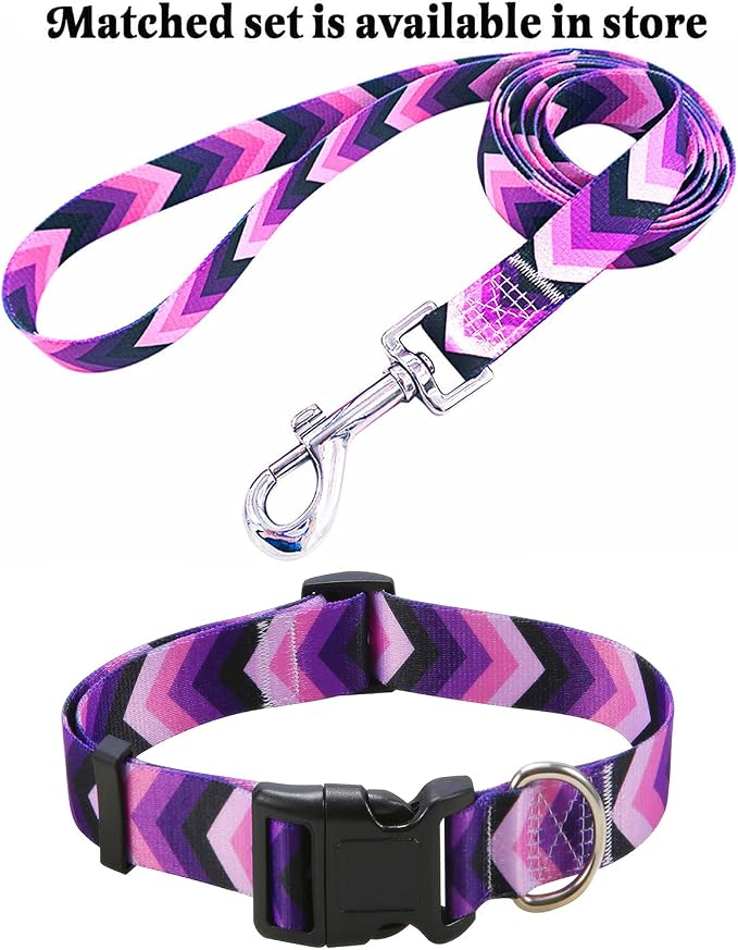 Mihqy Dog Collar with Bohemia Floral Tribal Geometric Patterns - Soft Ethnic Style Collar Adjustable for Small Medium Large Dogs(Purple Arrow,S)