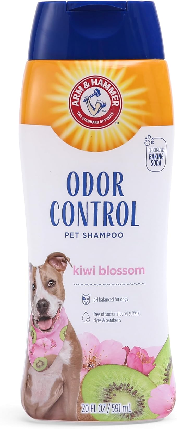 Arm & Hammer Deodorizing Dog Shampoo Baking Soda Odor Control Tearless Moisturizing Sensitive Skin Fresh Kiwi Blossom Scent Safe for Dogs and Puppies 20 FL OZ 6 Pack Everyday Grooming Routine