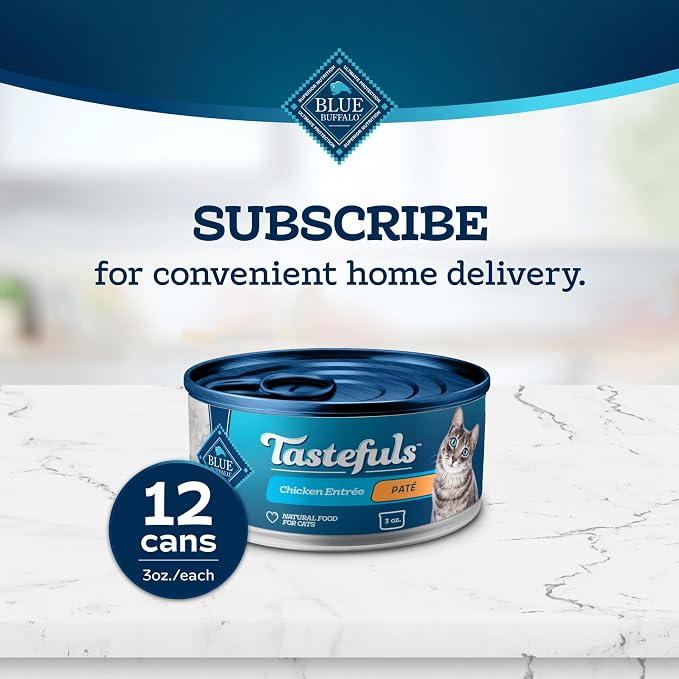 Blue Buffalo Tastefuls Chicken Paté Wet Cat Food for Adult Cats, Real Chicken First, Made with Natural Ingredients Enhanced with Vitamins, Minerals & Other Nutrients, 3-oz. Cans (24 Count)