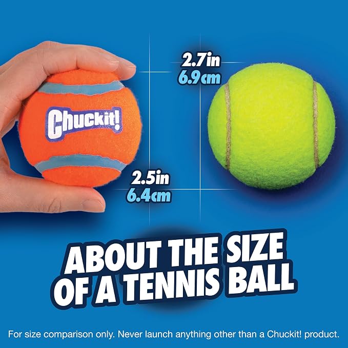 Chuckit! Dog Tennis Ball Dog Toy, Medium (2.5 Inch Diameter) for dogs 20-60 lbs, Pack of 2