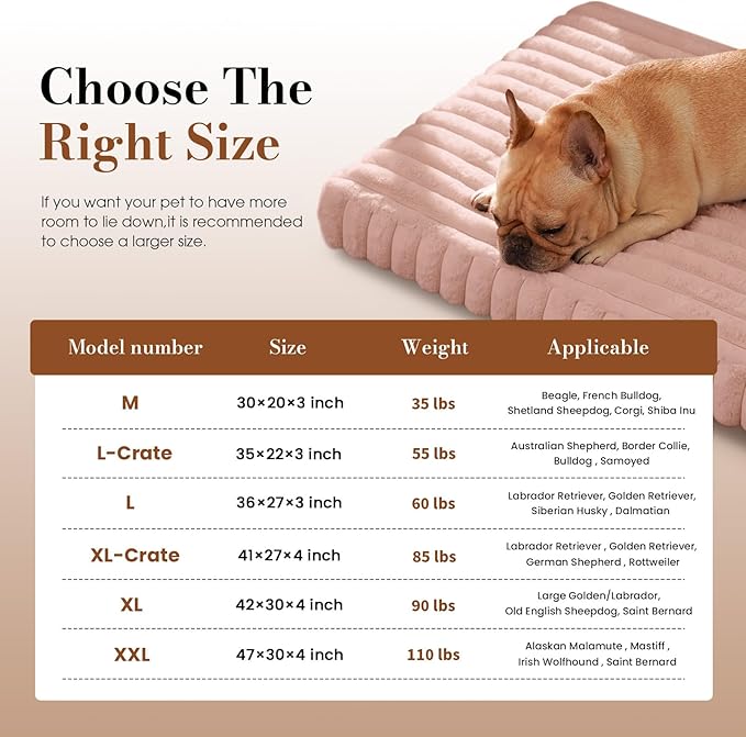 Extra Large Dog Bed for Crate, Orthopedic Dog Bed with Waterproof Lining, Soft Short Plush Surface & Egg Crate Foam, Machine Washable Pet Bed with Removable Cover & Anti Slip Bottom