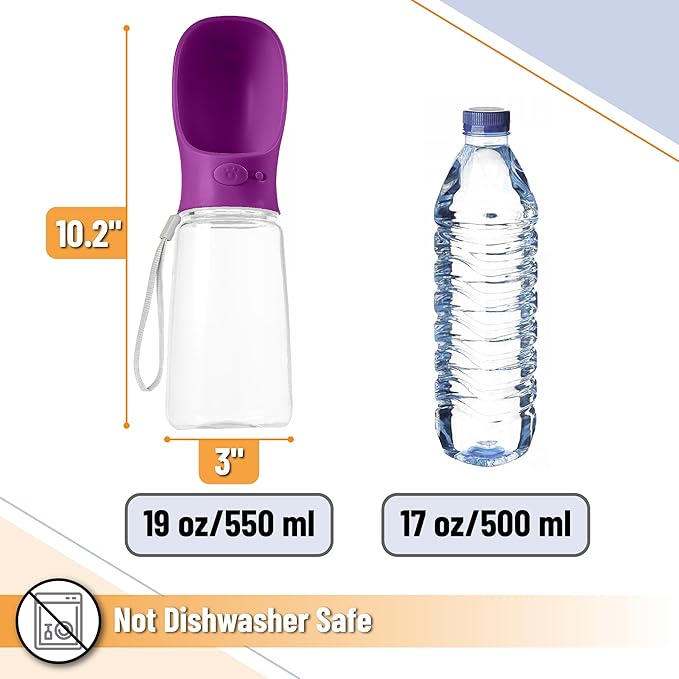 Mr. Pen- Portable Dog Water Bottle, 19 oz, Large, Leak Proof Puppy Water Dispenser with Drinking Feeder for Pets, Outdoor Walking, Hiking, Travel, Not Dishwasher Safe