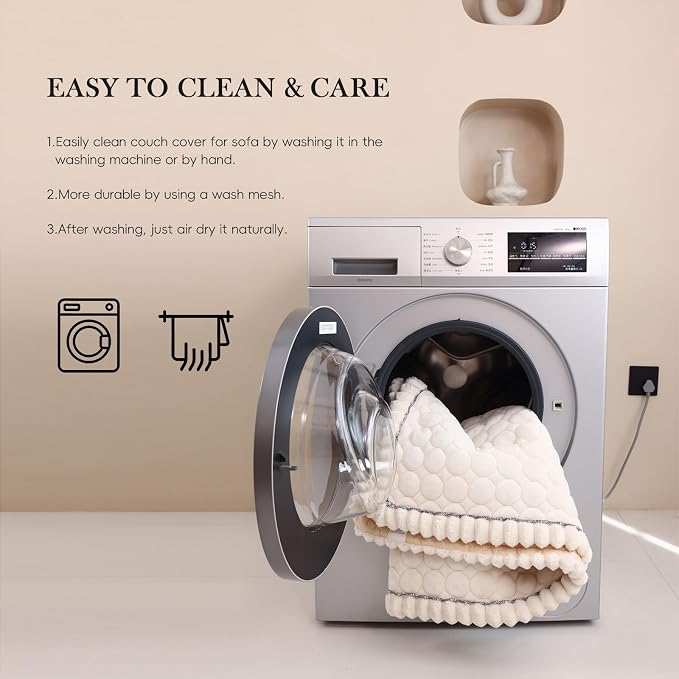 Circular Grid Couch Cover for Dogs Washable - Non Slip Thick Soft Pet Sofa Protector for 3 Cushion Couch Large Silicone Particles Furniture Mat for Cats Sectional Slipcovers