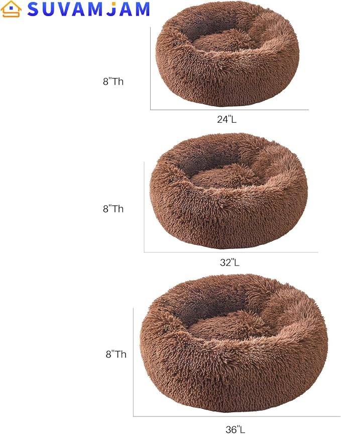 Comfort Donut Dog Bed for Small Dogs, Cat Bed & Pet Bed for Indoor Use, Medium Size with Soft Plush, Round Dog Beds for Large Dogs and Cats(Coffee, 32''Lx32''Wx8''Th)
