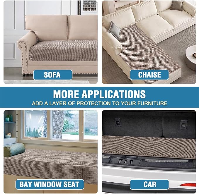 H.VERSAILTEX Plush Chenille Dog Bed Cover Thick Soft Sofa Cover for 3 Cushion Couch Anti Slip Couch Cover Furniture Protector for Dog, Pet, Cat (35" x 82", Cuban Sand)
