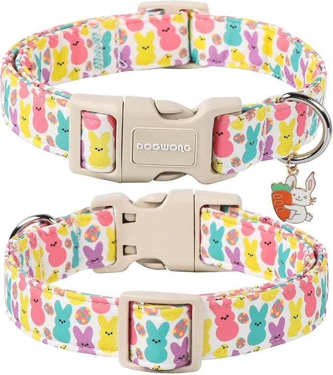 DOGWONG Easter Dog Collar- Cute Coloful Egg Dog Collars Adjustable Designer Easter Day Puppy Heart Dog Collar for Small Medium Large Dogs S