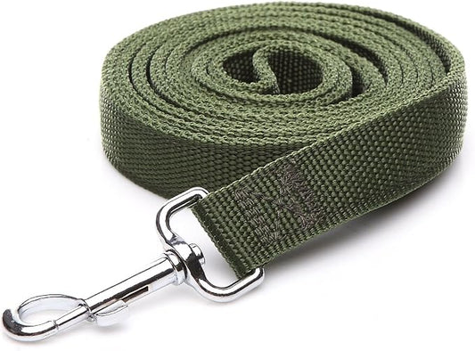Strong Nylon Dog Leash with 2-Layer, 4 FT/ 6 Feet Long, 1 Inch Wide for Medium Large Dogs (1'' x 7 FT, Green)