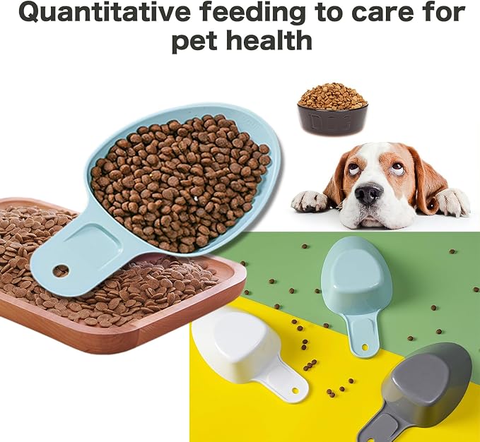 3PCS Dog Food Scoop 1 Cup, Plastic Pet Food Scoop with Measuring Lines 1/2 Cup 1/4 Cup for Dogs Cats Birds and Rabbits