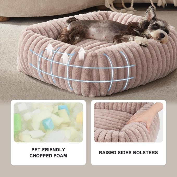 FURTIME Dog Bed for Small Medium Dog, Washable Orthopedic Pet Bed with Removable Cover, Rectangle Soft Calming Sleeping Puppy Bed Durable Pet Cuddler with Anti-Slip Bottom