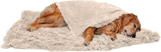 Furhaven Waterproof Throw Blanket for Dogs & Indoor Cats, Washable - Shaggy Plush Calming Long Faux Fur & Velvet Dog Blanket - Taupe, XL