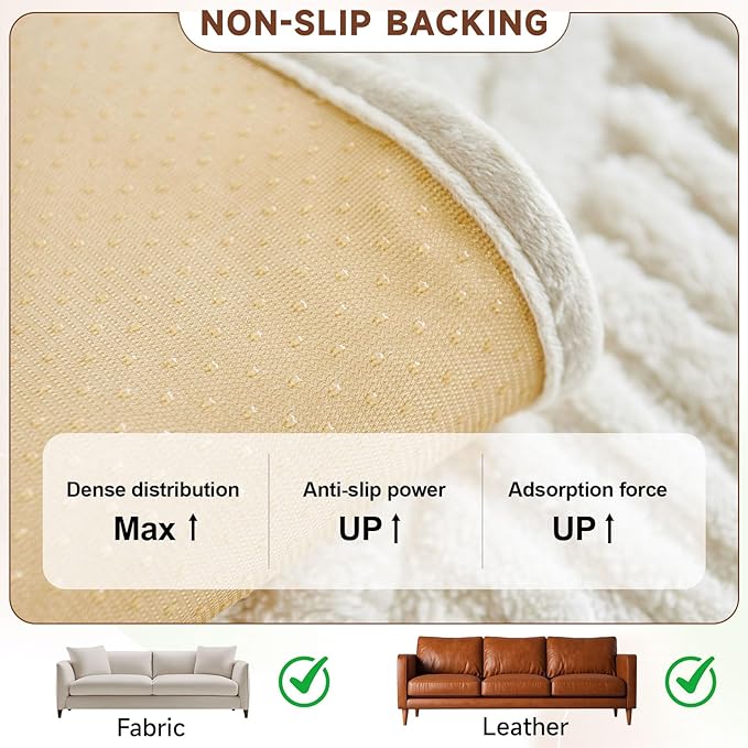 OTOB Couch Covers for 3 Cushion Couch Sofa Pet Friendly, Washable & Non Slip Fuzzy Plush Sofa Cover Slipcovers, All Seasons Ultra Soft Furniture Protector, 1 Piece (Cream, 27.6"x70.9")