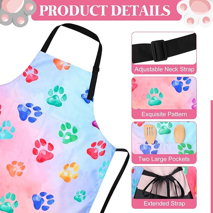 Dog Grooming Waterproof Apron with 2 Pockets, Cute Animals Puppy Dog Pets Apron