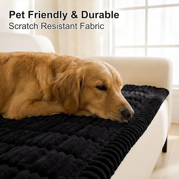 Smiry Couch Cover for Dogs, Non Slip Washable Sofa Protector for Pets, Soft Furniture Cover for Pet, Stylish Sofa Covers, Cozy Protect Against Fur, Dirt & Everyday Messes (Black, 43" x 63")
