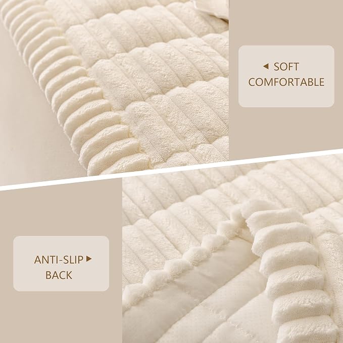 MEETSKY Sofa Covers Washable, Non Slip Couch Covers for 2 Cushion Couch Sofa Pet Friendly, Soft Sofa Cover Furniture Protector Covers, Dog Mat for Couches, Cream, 27.6" x 70.9"