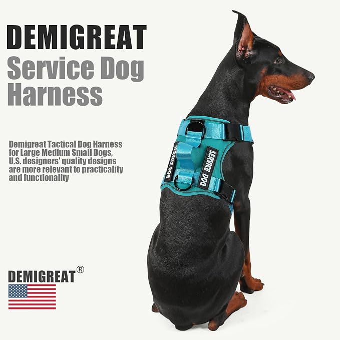 Service Dog Harness, Reflective Dog Vest Harness with 5 PCS Patches, Adjustable Soft Oxford Pet Harness, Inner Layer Mesh, Easy to Control for Small Medium Large Dogs