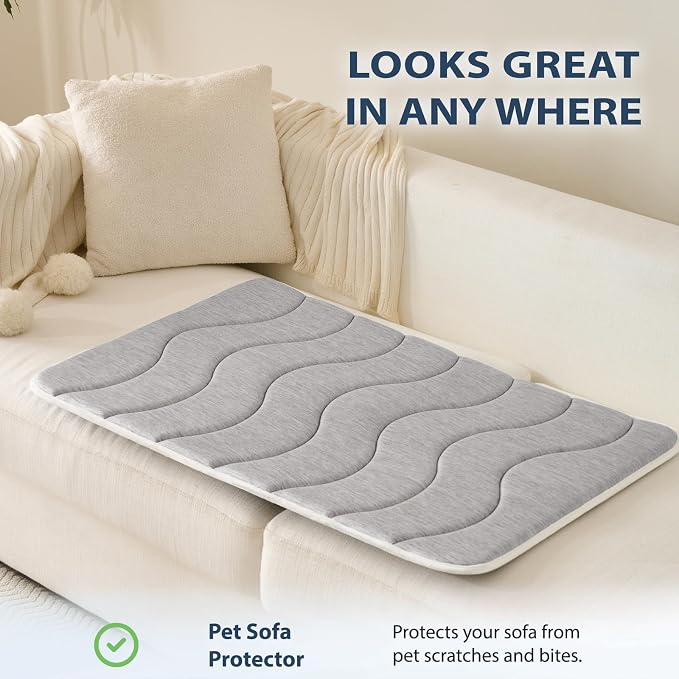 MICROCOSMOS 0.8" Thick Cooling Dog Foam Pad & Summer Pet Sleeping Mat, Machine Washable, Materials Safe, Portable Flat Pet Bed for Dogs.(Light Grey, 30" x 19")