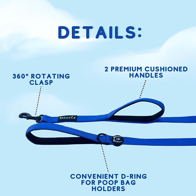 ShawnCo Dream Walk Dog Leash- Premium, Nylon Pet Leash with Soft Neoprene Handle for Small, Medium and Large Dogs (Rose Gold, M/L 6FT w/ 2 Handles)