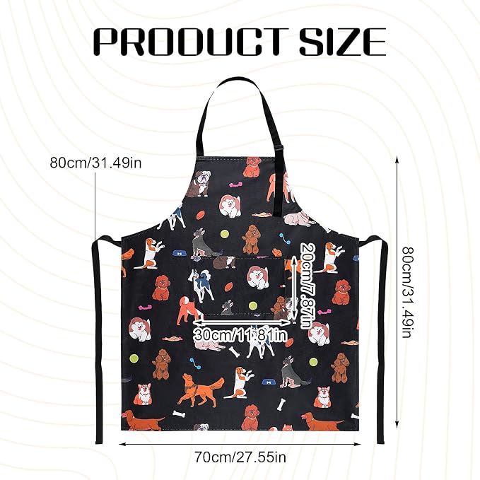 Dog Grooming Waterproof Apron with 2 Pockets, Cute Animals Puppy Dog Pets Apron