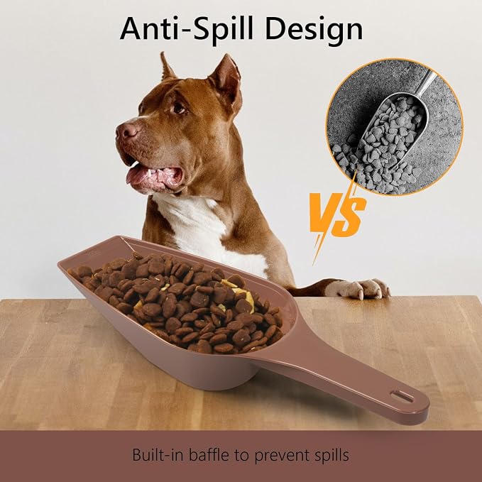 Dog Food Scoop, 2 Cup Capacity Dog Food Scoop With Measuring Lines For Dog, Puppy and Cat Coffee Bean Scoop, Flour Scoop (Coffee)