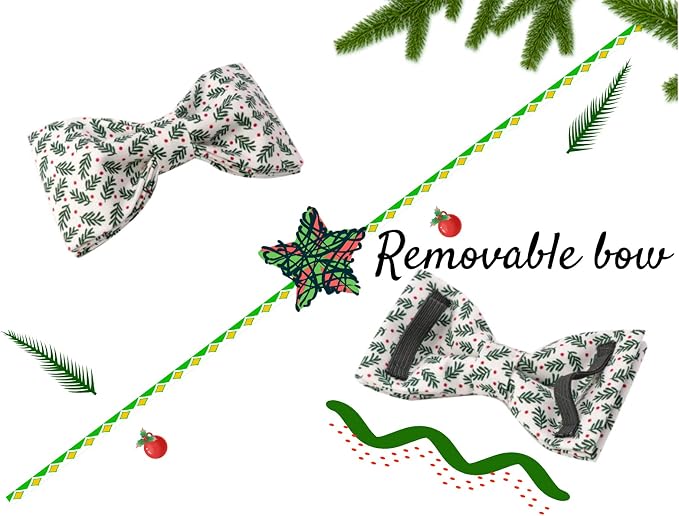 Elegant little tail Christmas Dog Collar, Pet Collar Soft with Comfy Bowtie Dog Collars Holiday Adjustable Pet Gift Collars for Small Medium Large Dogs