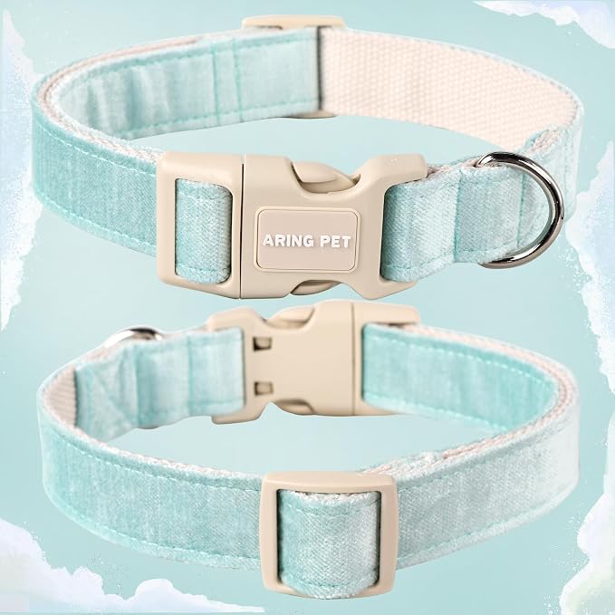 ARING PET Dog Collar-Cotton Puppy Collar for Small Dogs, Lightweight Comfortable Green Pet Collars with Quick Release Buckle for Small Medium Large Dog