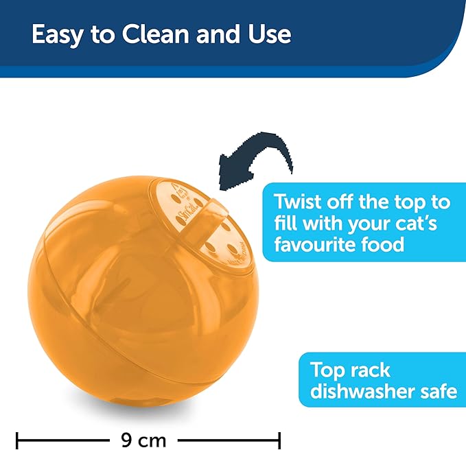 PetSafe Slimcat Feeder Ball - Interactive Game for Your Cat - Fill with Food and Treats - Orange