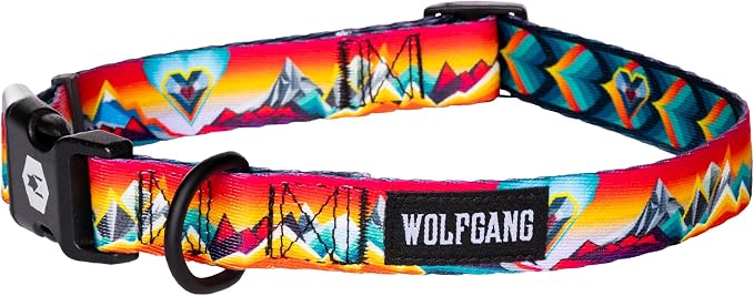 Wolfgang Heavy Duty, Adjustable Dog Collar with Quick Release Nylon Buckle for Walking & Training, MountainVibes Print, Small