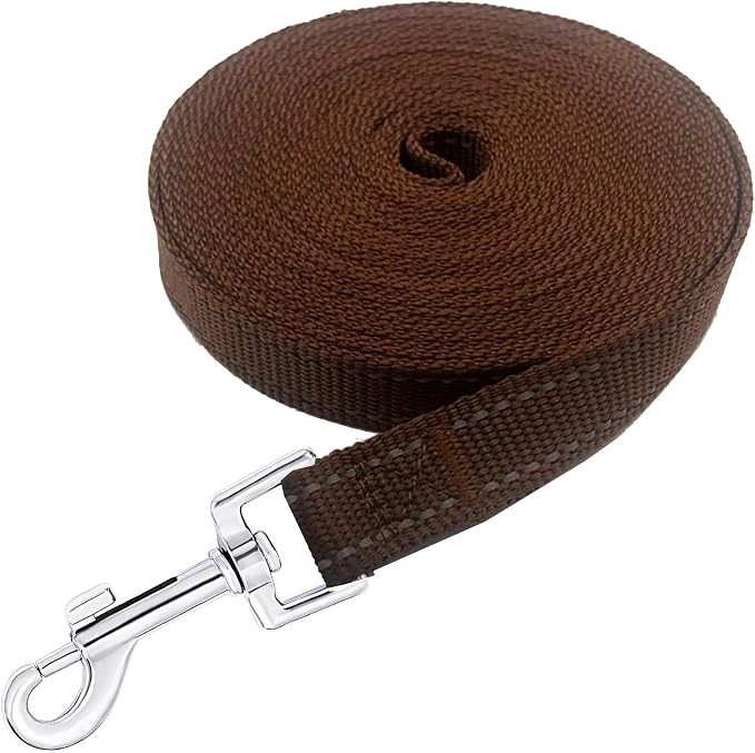Nylon Training Dog Leash for Small Medium Dogs, 15ft 20ft 30ft 50ft 100ft Reflective Long Leash Dog/Puppy Lead for Obedience Recall Training, Camping