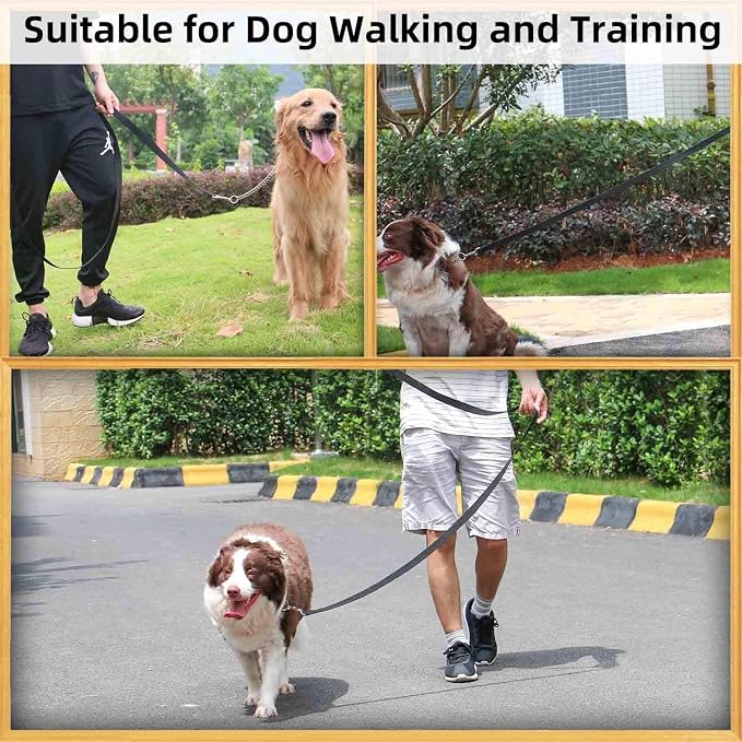 AMAGOOD 6 FT Puppy/ Dog Leash, Strong and Durable Traditional Style Leash with Easy to Use Collar Hook, Great for Small, Medium and Large Dogs (1" x 6 ft, Black and Orange (2-Pack))