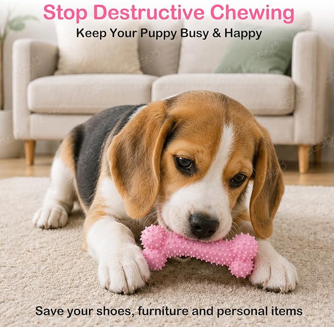 Puppy Toys, 6 Pack Dog Chew Toys for Puppy, Cute Pink Small Dog Toys, Puppy Teething Toys for Puppies, 2026 Upgraded Soft Durable Interactive Chew Toy for Small Dogs