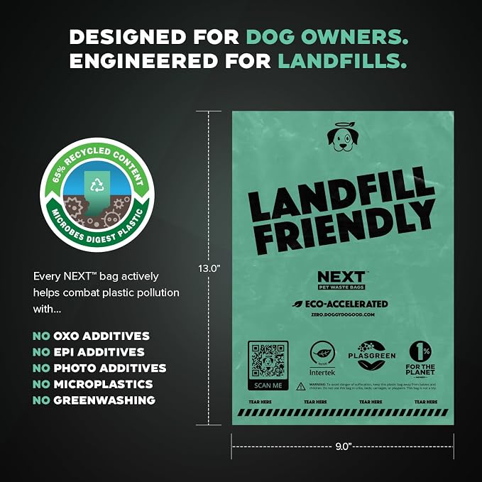 Doggy Do Good - 180 Count, Heavy Duty Poop Bags for Dogs with Handles - Standard Size - Dog Waste Bags Made with 50% Recycled Plastic + 15% Biobased Material - Landfill-Friendly, Unscented, Leak-Proof