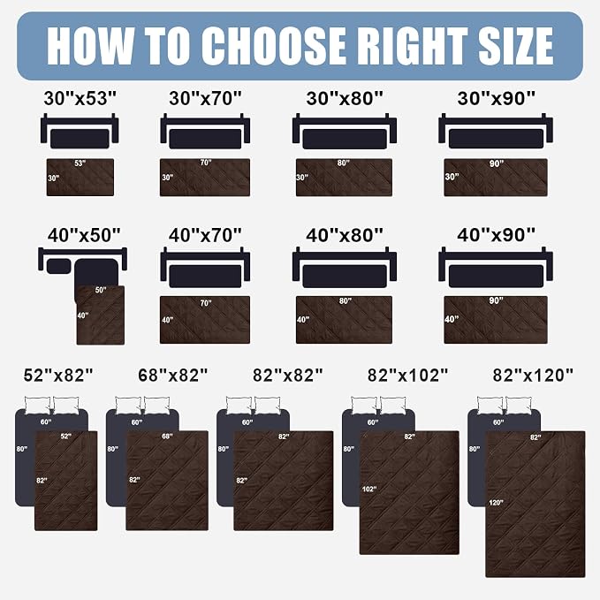Smiry Waterproof Dog Bed Cover Pet Blanket, Soft Washable Dog Blanket for Furniture Bed Couch Sofa Reversible, Checkered (30"x90", Chocolate/Dark Grey)