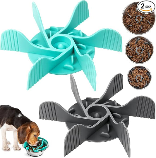 2 Pcs Dog Bowl Slow Feeder Insert, Cuttable Slow Feeder Dog Bowl Insert with Strong Suction Cups, Cat Dog Feeding Supplies, Slow Feeder for Most Dogs Bowl or Dogs Dish