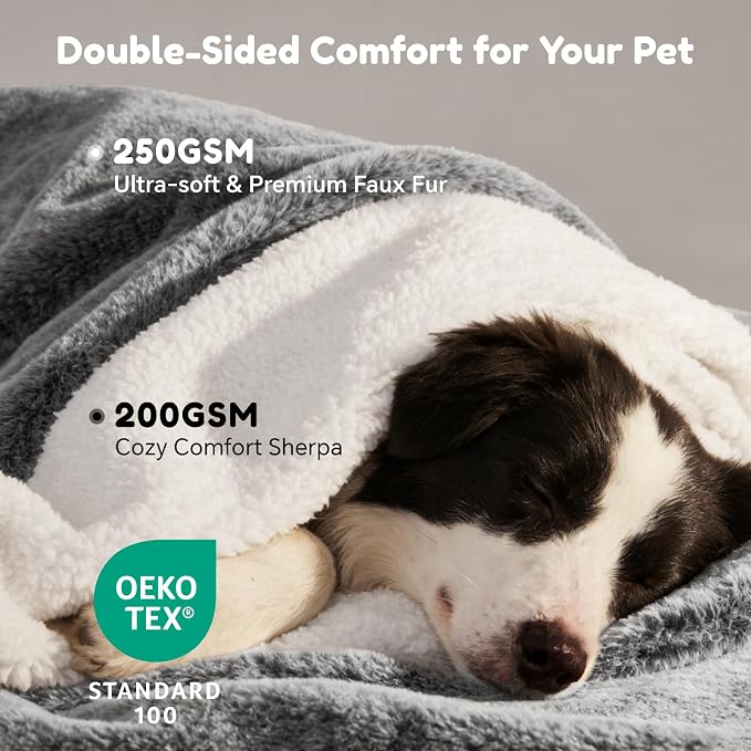 ChiXnuggle Waterproof Dog Blankets for Large Dogs, Reversible Faux Fur & Sherpa Washable Pet Blanket, Soft Pet Throw for Couch Bed Protection, 60"x80", Black