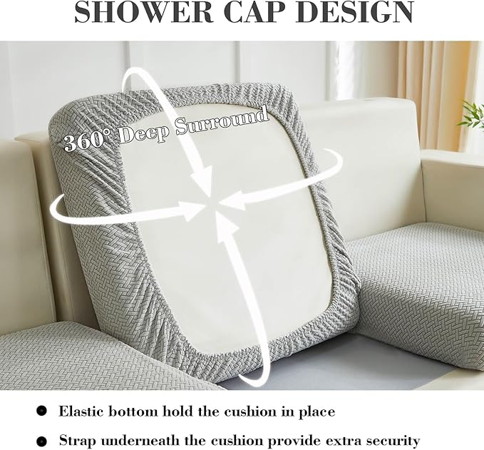 Sofa Covers Couch Covers for Sofa Pet Friendly Couch Cushion Covers Universal Sofa Covers Washable Stretch Slipcovers for Sectional Sofa (Texture Light Gray,Large Single Seat Cover)