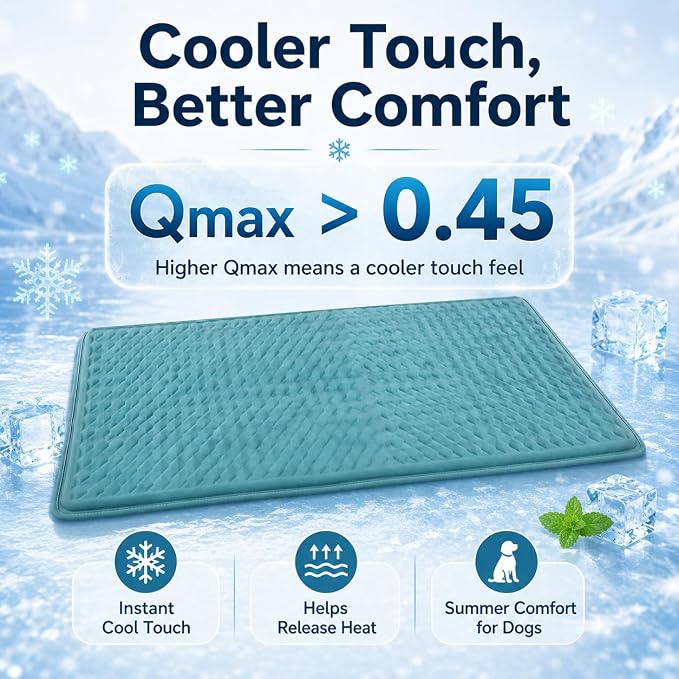 GOLOPET Newly Upgraded Large Dog Cooling Mat 34x23 in,Ice Breathable Fabric, Solid Silicone Honeycomb Heat Dissipation Structure, Long-Lasting Coolness Cooling Mat for Dogs(Q-Max>0.5)