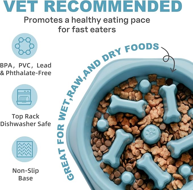Slow Feeder Dog Bowls Anti Gulping Reduces Gastric Burden Prevents Bloat and Digestive Issues Safe Durable Material Easy to Clean Puppy Slow Feeder Bowl for Healthy Eating Excess Energy Management