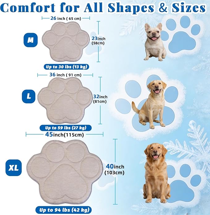 Dog Cooling Mat, Q-Max>0.46 Instant Cool Pad for Dogs, Reversible 4-Layer Thick Pet Cooling Pad, Machine Washable,for Crate, Car, Indoor & Outdoor Summer（Large-26 L x 23" W)