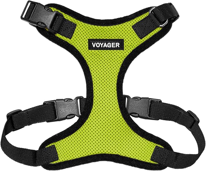 Voyager Step-in Pet Harness - All Weather Mesh, Adjustable Step in Harness for Cats and Dogs by Best Pet Supplies - Lime Green/Black Trim, XL