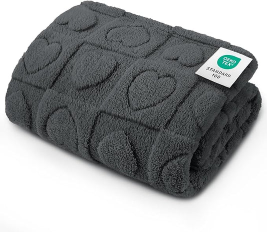 Luciphia Small Dog Blanket Washable Pet Bed Cover Soft Fluffy Puppy Blanket with Premium Fleece 300GSM Cozy Calming Cat Blankets for Indoor Cats Grey 57x40 inch