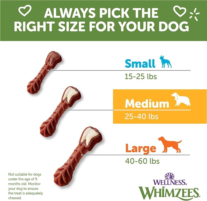 Wellness WHIMZEES Value Pack Natural Dog Dental Treat, Chews, Freshens Breath, Medium Size, 46.6 oz Box, 44 Count