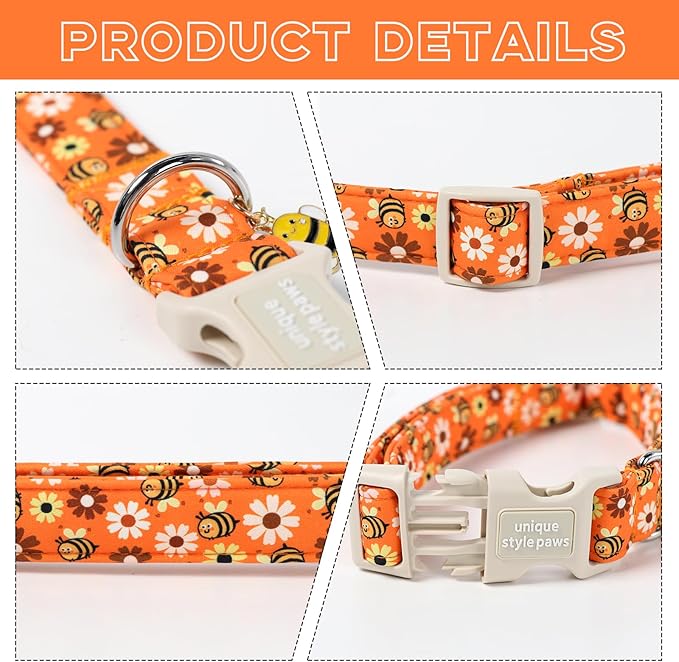 Unique style paws Dog Collar Plastic Buckle with Pendant Bee Daisy Puppy Collars for Small Medium Large Boys Girls Dogs
