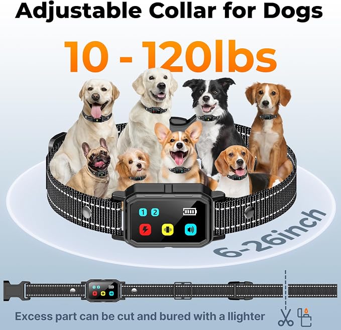 AI Dog Shock Collar 2 Dogs (10-120Lbs) - 3300FT Dog Training Collar with Remote, IPX7 Waterproof Collar with Beep, Vibration, Safe Shock for Large Medium Small Dogs, Keypad Lock and Flashing Light