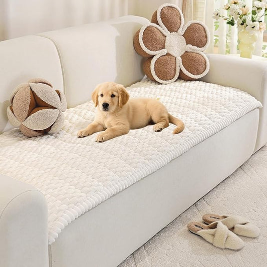 Royhom Couch Cover for Dogs Washable, Soft Thick Pet Couch Covers for Sofa, Pawcart Couch Protector Pet Friendly, Furniture Covers Dog Mat for Couches and Sofas (White, 27.6 x 59 Inch)