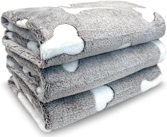 Dog Blankets for Medium Large Dogs, 3 Pack Dog Blanket Washable 30" x 20", Gifts Puppy Essentials, Fuzzy Soft Pet Mat Throw Cover for Kennel Crate Bed, Cat Blanket, Blankets for Dogs, Pet Blanket