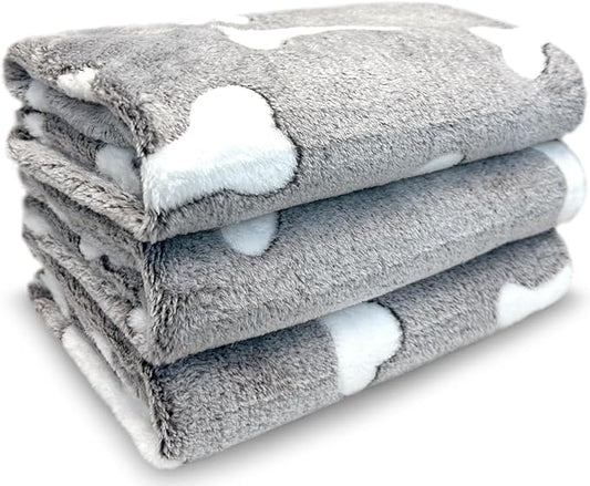 Dog Blankets for Medium Large Dogs, 3 Pack Dog Blanket Washable 30" x 20", Gifts Puppy Essentials, Fuzzy Soft Pet Mat Throw Cover for Kennel Crate Bed, Cat Blanket, Blankets for Dogs, Pet Blanket