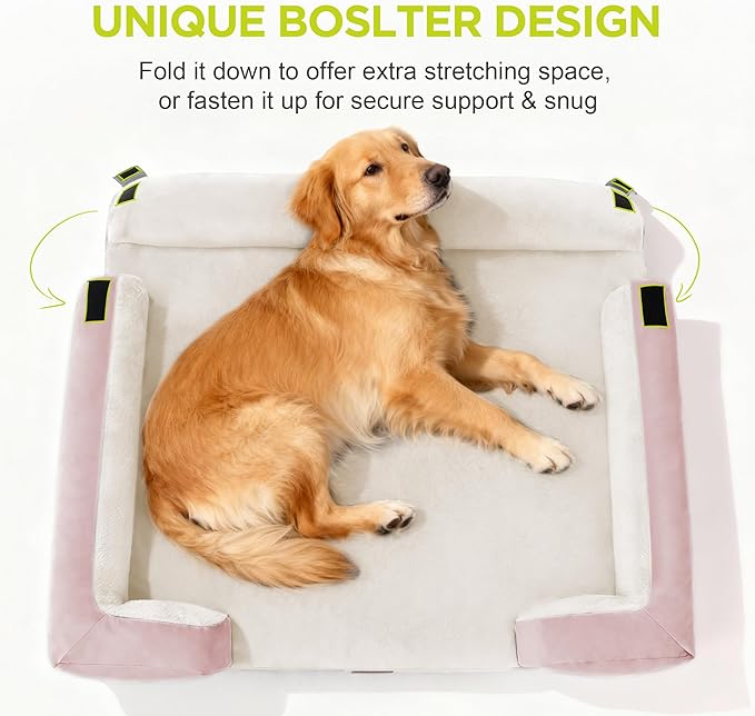Orthopedic Memory Foam Dog Bed, 42x30, Waterproof for Large Dogs | Removable washable cover. Egg crate foam for joint relief. Non-slip base. Tennis ball toy included. For extra large breeds.