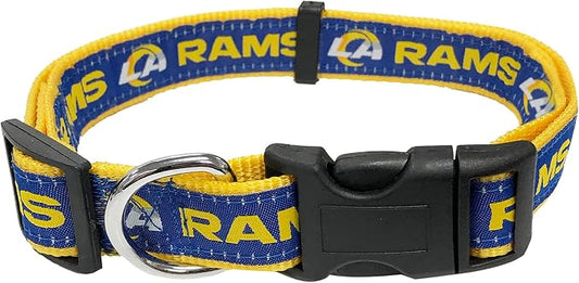 Pets First NFL Los Angeles Rams Licensed PET COLLAR, Medium - Heavy-Duty, Strong, and Durable Dog Collar. Available in 31 Football Teams and 4 Sizes